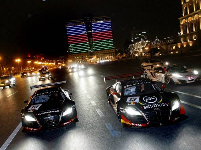 Baku World Challenge 2013: GT Racecars Street Parade at Night