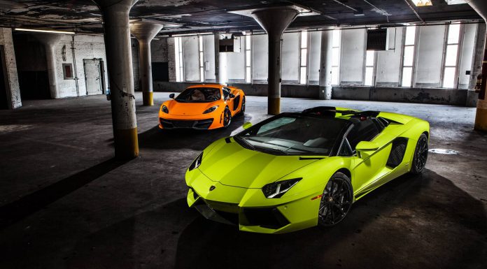 McLaren 12C by RevoZport Meets Verde Scandal Aventador Roadster