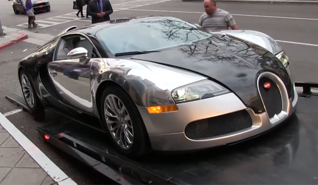 Video: Bugatti Veyron Almost Bottoms Out On Tow Truck
