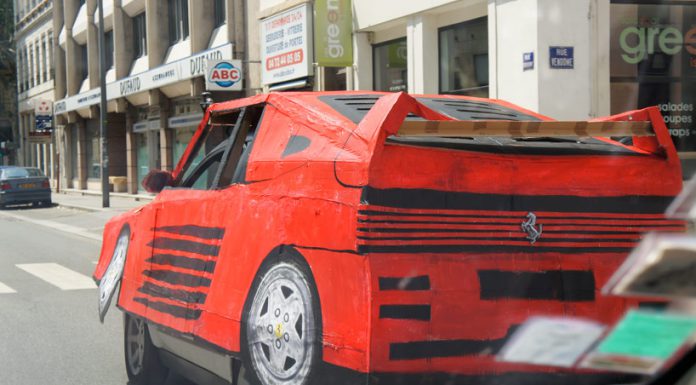 Who Needs a Car Wrap When You Can Use a Cardboard Ferrari Disguise