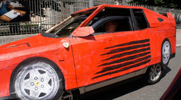 Who Needs a Car Wrap When You Can Use a Cardboard Ferrari Disguise