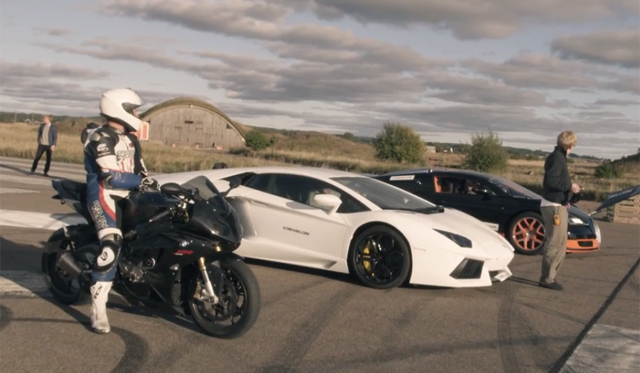 Bugatti Veyron Grand Sport Vitesse vs Aventador vs BMW S1000RR!