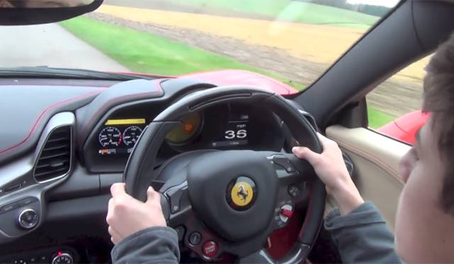 14-Year-Old Drives Dad's Ferrari 458 Italia!