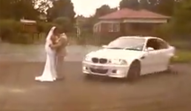 BMW M3 Does Donuts Around Newly Weds!