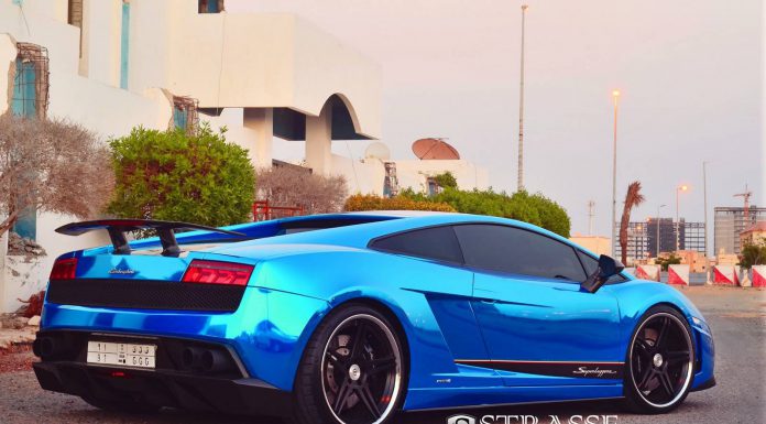 Cromo Blue Lamborghini Gallardo Superleggera Lowered on Strasse Wheels 