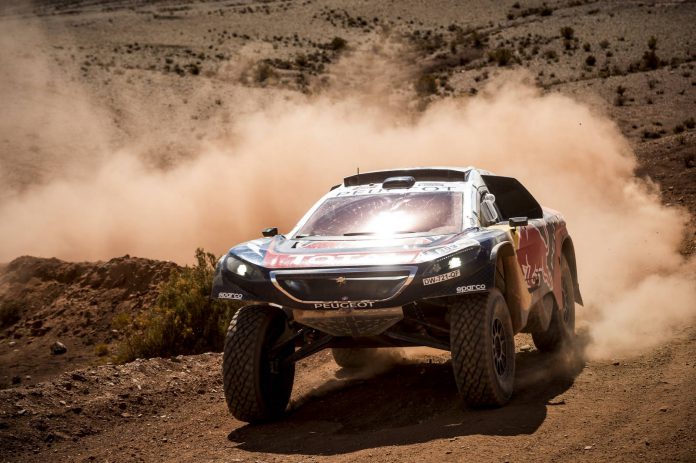 Carlos Sainz (ESP) of Team Peugeot-Total races during stage 07 of Rally Dakar 2016 from Uyuni, Bolivia to Salta, Argentina on January 9, 2016