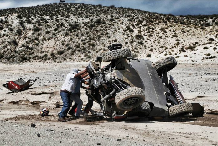 Sebastien Loeb crashed out with 20 km left in the stage