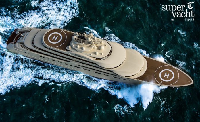 Superyacht Dilbar Aerial Shot by Tom van Oossanen for SuperYachtTimes.com.