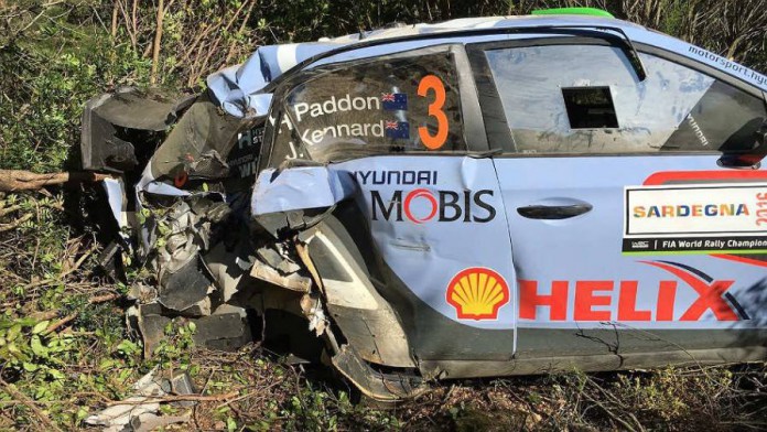 Hayden Paddon crash on SS6 - WRC Rally Italia 2016