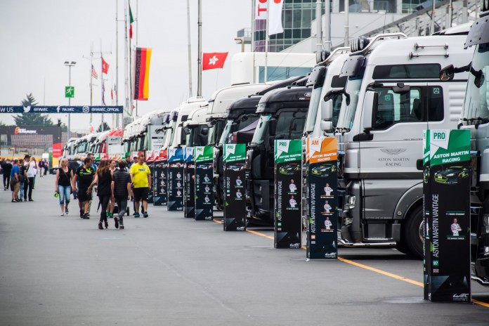 Trucks of race times lined up at the Nürburgring. (c) Niels Stolte / GTspirit.com